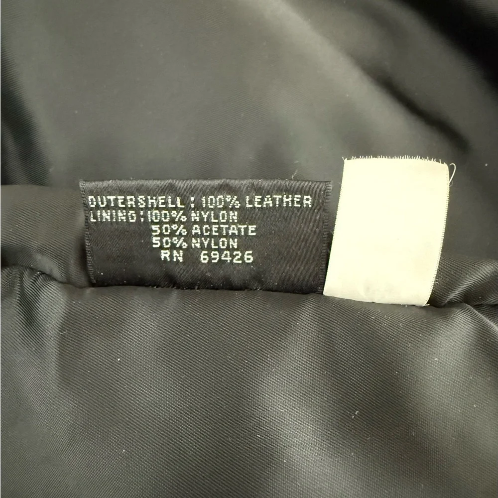 Wilsons Leather Mens Black Leather Jacket Large Button Front Car Coat